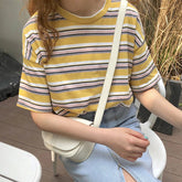 Camisa informal holgada de manga corta a rayas